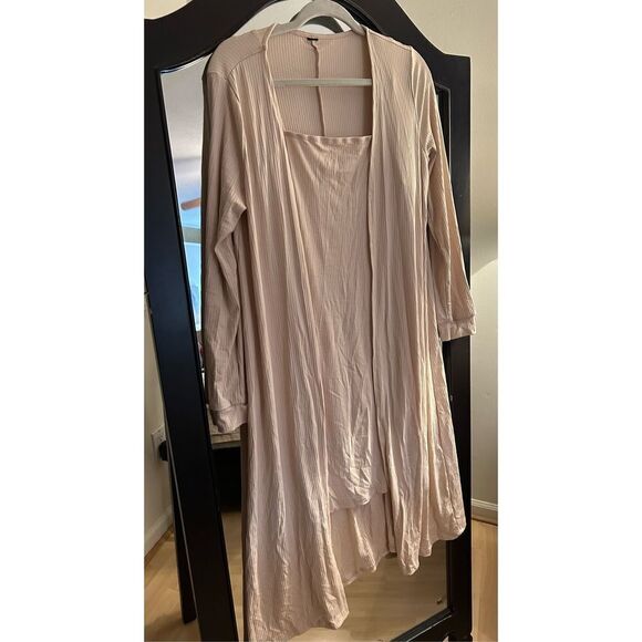 NEW Maternity Set Ribbed Bodycon Cami Dress & Cardigan L - Picture 1 of 3
